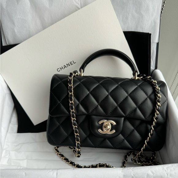 Chanel Black Mini Flap Bag with Top Handle - Picture 1 of 8